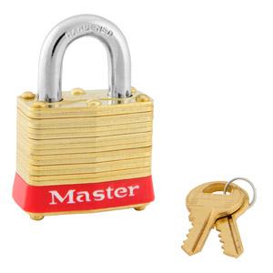 Master Lock 4 Laminated Brass Padlock 1-9/16in (40mm) Wide-Keyed-Master Lock-Red-Keyed Alike-4KARED-HodgeProducts.com