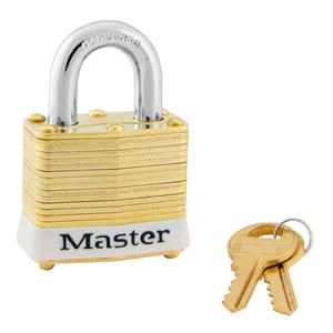 Master Lock 4 Laminated Brass Padlock 1-9/16in (40mm) Wide-Keyed-Master Lock-White-Keyed Alike-4KAWHT-HodgeProducts.com