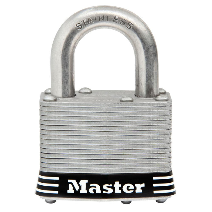 Master Lock 5SSKAD Laminated Stainless Steel Padlock 2in (51mm) Wide-Keyed-Master Lock-5SSKAD-HodgeProducts.com