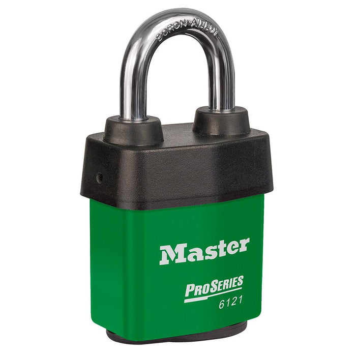 Master Lock 6121 ProSeries® Weather Tough® Laminated Steel Rekeyable Padlock 2-1/8in (54mm) Wide-Keyed-Master Lock-Green-Keyed Alike-6121KAGRN-HodgeProducts.com
