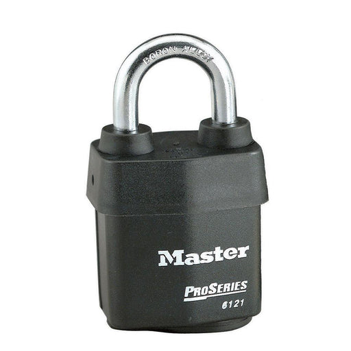 Master Lock 6121 ProSeries® Weather Tough® Laminated Steel Rekeyable Padlock 2-1/8in (54mm) Wide-Keyed-Master Lock-Black-Keyed Alike-6121KA-HodgeProducts.com