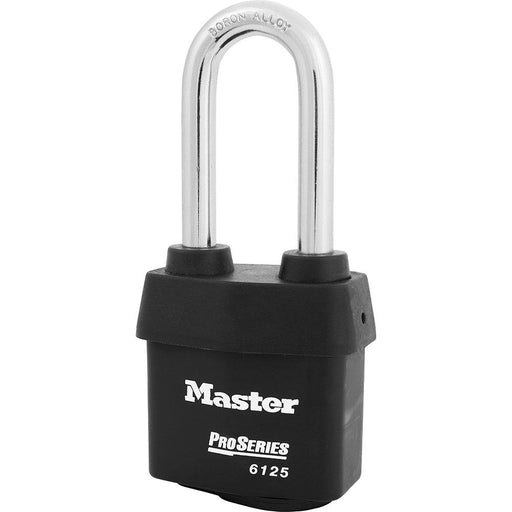 Master Lock 6125 ProSeries® Weather Tough® Laminated Steel Rekeyable Padlock 2-3/8in (60mm) Wide-Keyed-Master Lock-Black-Keyed Alike-6125KALJ-HodgeProducts.com