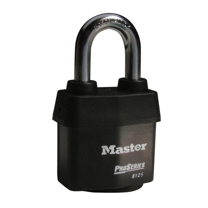 Master Lock 6125 ProSeries® Weather Tough® Laminated Steel Rekeyable Padlock 2-3/8in (60mm) Wide-Keyed-Master Lock-Black-Keyed Alike-6125KA-HodgeProducts.com
