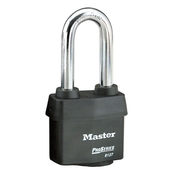 Master Lock 6127 ProSeries® Weather Tough® Laminated Steel Rekeyable Padlock 2-5/8in (67mm) Wide-Keyed-Master Lock-Black-Keyed Alike-6127KALJ-HodgeProducts.com