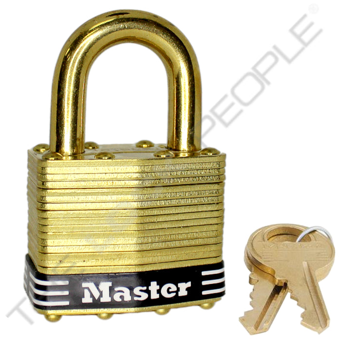 Master Lock 2B Laminated Brass Padlock with Brass Shackle 1-3/4in (44mm) wide-Master Lock-Master Keyed-15/16in-2MKBBLK-HodgeProducts.com