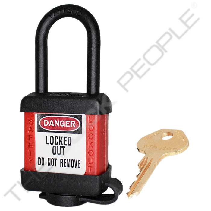 Master Lock 406COV Padlock with Plastic Cover 1-1/2in (38mm) wide-Master Lock-Master Keyed-Red-406MKREDCOV-HodgeProducts.com
