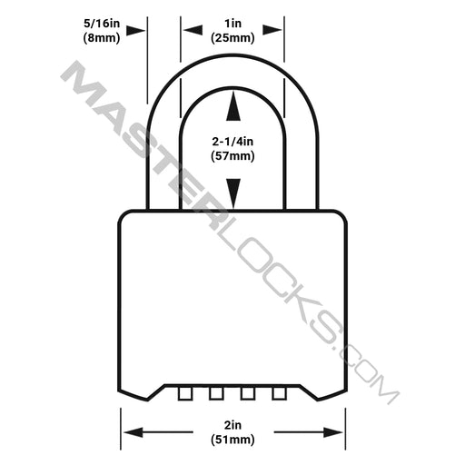 Master Lock 175DLHWD 2 in (51mm) Wide Resettable Combination Brass Padlock with 2-1/4in (57mm) Shackle-Combination-Master Lock-175DLHWD-HodgeProducts.com