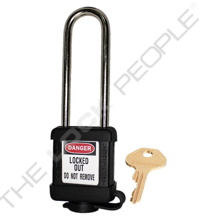Master Lock 410COV Padlock with Plastic Cover 1-1/2in (38mm) wide-Master Lock-Keyed Different-3in-410LTBLKCOV-HodgeProducts.com