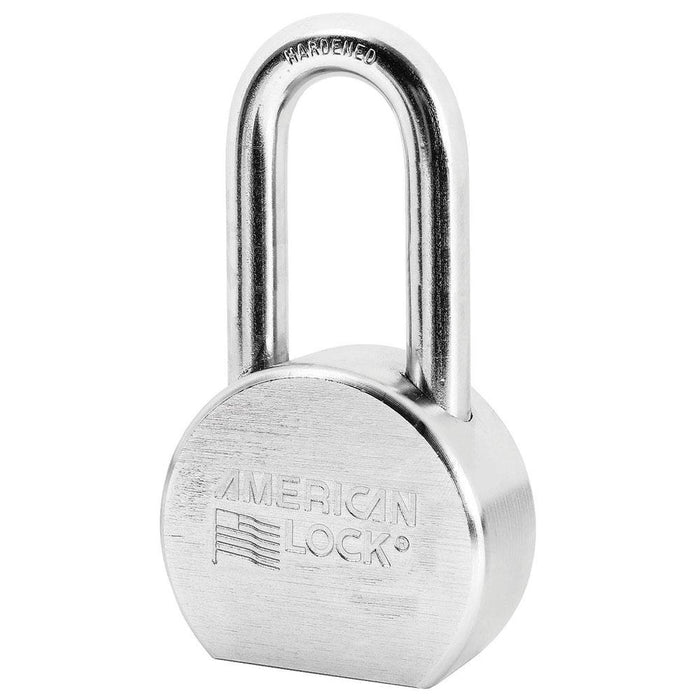 American Lock A707 2-1/2in (64mm) Solid Steel Rekeyable 6-Padlock, Chrome Plated, with 2in (51mm) Shackle-Keyed-American Lock-Keyed Alike-A707KA-HodgeProducts.com