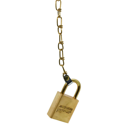 American Lock ASL40N Solid Brass BumpStop® Non-Rekeyable Government Padlock 1-1/2in (38mm) Wide with Brass Shackle & Brass Chain-Keyed-American Lock-ASL40NBSBC-HodgeProducts.com