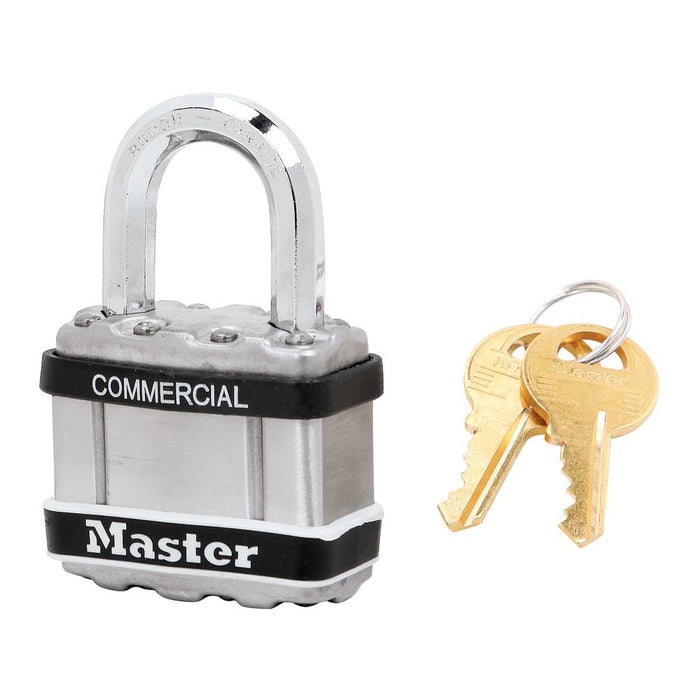 Master Lock M1 Commercial Magnum Laminated Steel Padlock with Stainless Steel Body Cover 1-3/4in (44mm) Wide-Keyed-Master Lock-HodgeProducts.com
