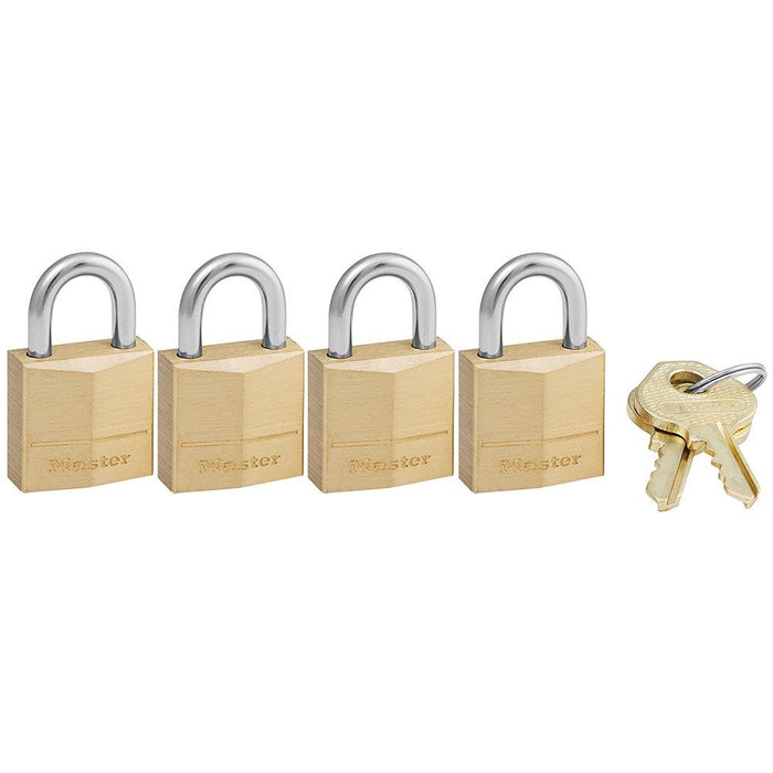 Master Lock 120Q Solid Brass Body Padlock, 4 Pack 3/4in (19mm) Wide-Keyed-Master Lock-120Q-HodgeProducts.com