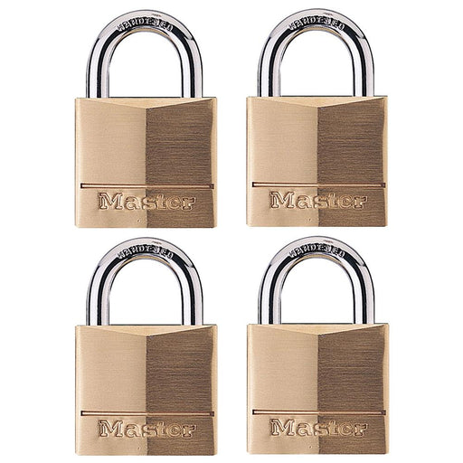 Master Lock 140Q Solid Brass Body Padlock; 4 Pack 1-9/16in (40mm) Wide-Keyed-Master Lock-140Q-HodgeProducts.com