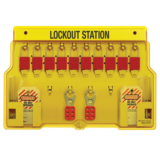 Master Lock 1483BP1106 10-Lock Padlock Station, Anodized Aluminum Padlocks-Keyed-Master Lock-1483BP1106-HodgeProducts.com