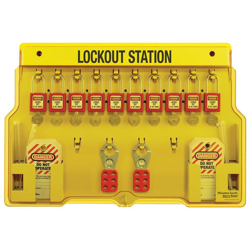 Master Lock 1483BP410 10-Lock Padlock Station, Zenex™ Thermoplastic Padlocks-Keyed-Master Lock-1483BP410-HodgeProducts.com