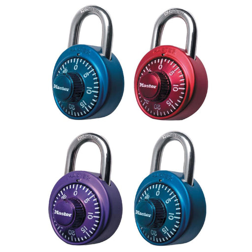 Master Lock 1530DCM Combination Dial Padlock with Aluminum Cover; Assorted Colors 1-7/8in (48mm) Wide-Combination-Master Lock-1530DCM-HodgeProducts.com