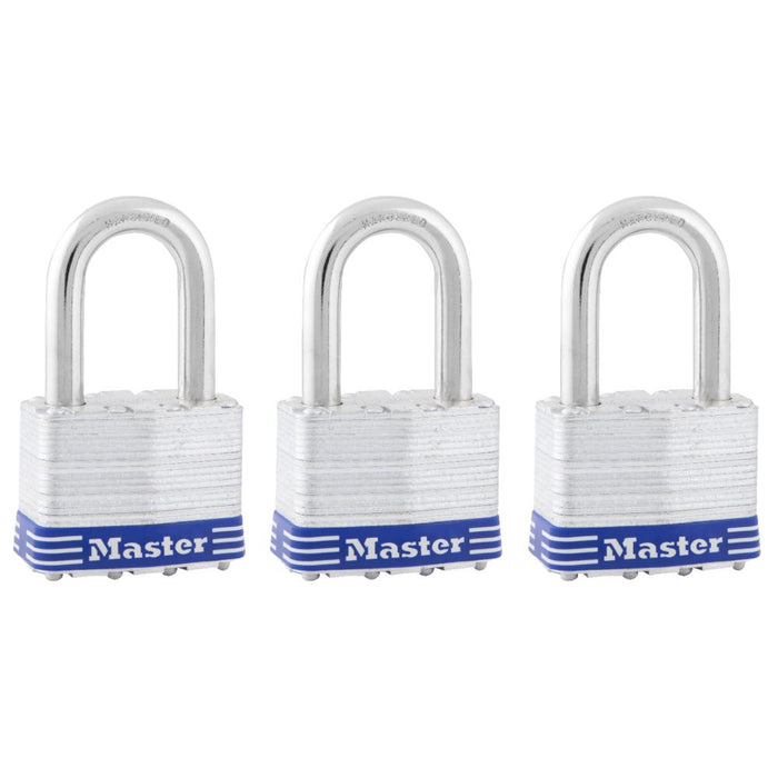 Master Lock 5TRILFPF 2in (51mm) Wide Laminated Steel Padlock with 1-1/2in (38mm) Shackle; 3 Pack-Keyed-Master Lock-5TRILFPF-HodgeProducts.com