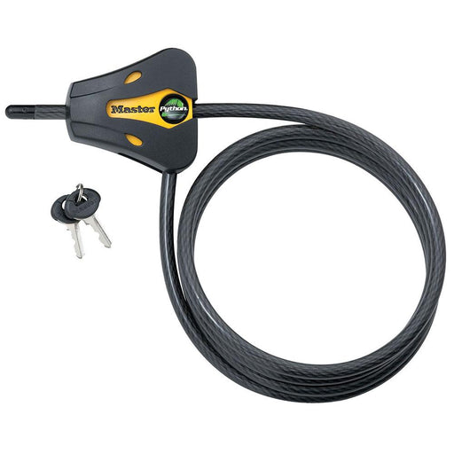 Master Lock 8419DPF 6ft (1.8m) Long x Diameter Python™ Adjustable Locking Cable; and Black 5/16in (8mm) Wide-Keyed-Master Lock-8419DPF-HodgeProducts.com