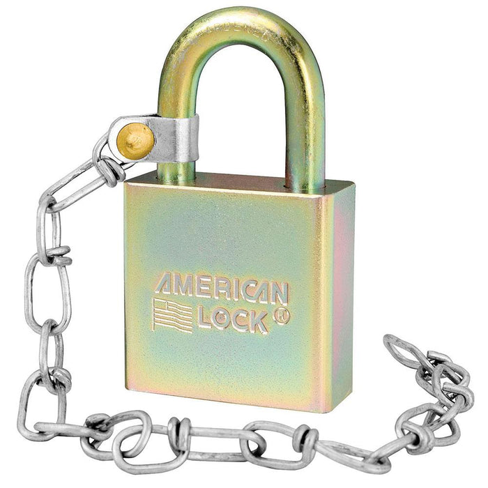 Master Lock A5200GLWN Government Padlock, with Chain and 1-1/8in (28mm) Tall Shackle NSN: 5340-01-588-1010-Keyed-masterlocks-A5200GLWN-HodgeProducts.com