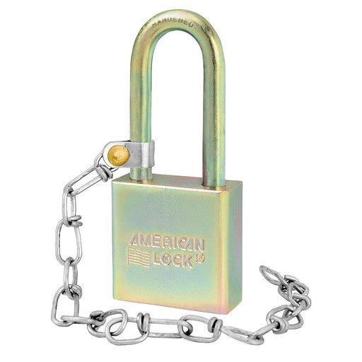 Master Lock A5201GLWNKA Government Padlock, with Chain and 2in (50mm) Tall Shackle-Keyed-masterlocks-A5201GLWNKA-HodgeProducts.com