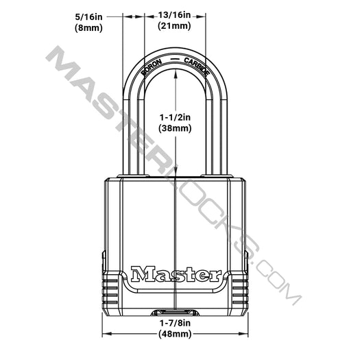 Master Lock M115XTRI 1-7/8in (48mm) Wide Magnum® Covered Laminated Steel Padlock ; 3 Pack-Master Lock-M115XTRILF-HodgeProducts.com