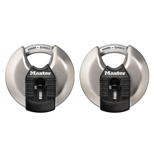 Master Lock M40XT 2-3/4in (70mm) Wide Magnum® Stainless Steel Discus Padlock with Shrouded Shackle; 2 Pack-Master Lock-M40XT-HodgeProducts.com