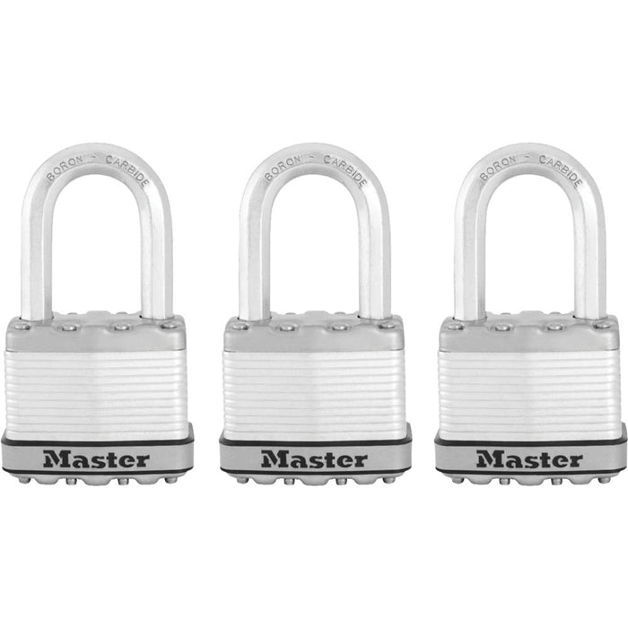 Master Lock M5XTRI 2in (51mm) Wide Magnum® Laminated Steel Padlock ; 3 Pack-Master Lock-M5XTRILF-HodgeProducts.com