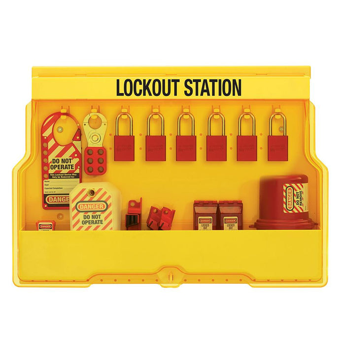 Master Lock S1850E1106 Lockout Station, Electrical Focus, Anodized Aluminum Padlocks-Keyed-Master Lock-S1850E1106-HodgeProducts.com