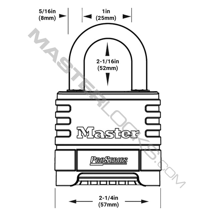 Master Lock 1175 2-1/4in (57mm) Wide ProSeries® Brass Resettable Combination Padlock with 2-1/16in (53mm) Round Shackle-Combination-Master Lock-1175LHSS-HodgeProducts.com