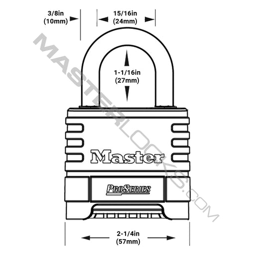 Master Lock 1178 ProSeries® Zinc Die-Cast Resettable Combination Padlock, Black 2-1/4in (57mm) Wide-Keyed-Master Lock-1-1/16in (27mm)-1178-HodgeProducts.com