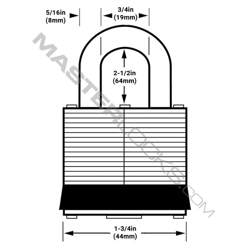 Master Lock 1D 1-3/4in (44mm) Wide Laminated Steel Padlock with 2-1/2in (64mm) Shackle-Keyed-Master Lock-1DLJ-HodgeProducts.com