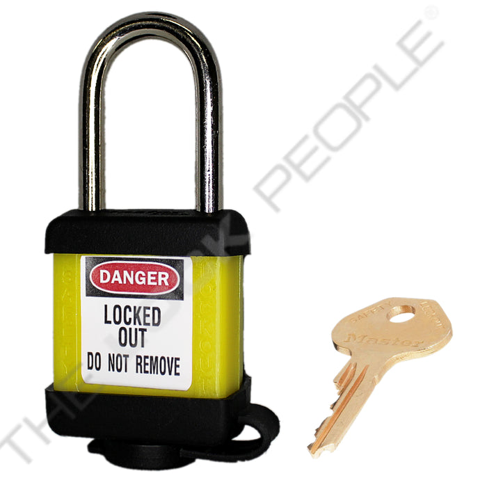 Master Lock 410COV Padlock with Plastic Cover 1-1/2in (38mm) wide-Master Lock-Keyed Alike-1-1/2in-410KAYLWCOV-HodgeProducts.com