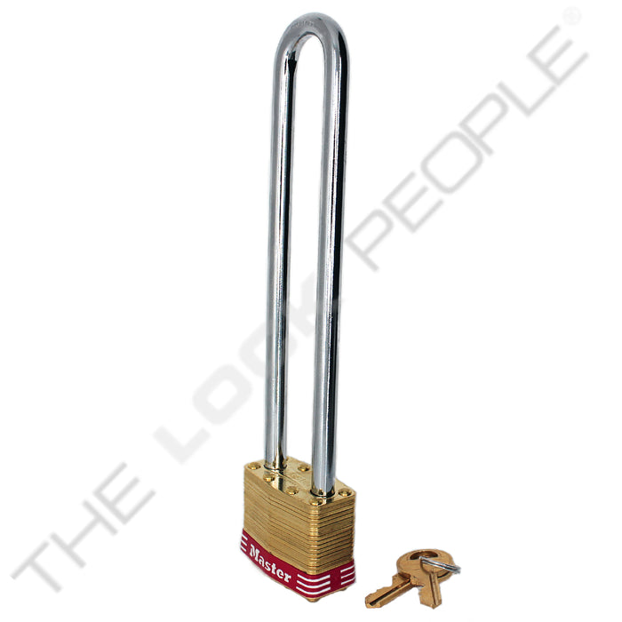 Master Lock 2 Laminated Brass Padlock 1-3/4in (44mm) wide-Keyed-Master Lock-Keyed Different-5-3/4in-2LNRED-HodgeProducts.com