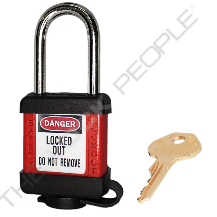 Master Lock 410COV Padlock with Plastic Cover 1-1/2in (38mm) wide-Master Lock-Keyed Different-1-1/2in-410REDCOV-HodgeProducts.com