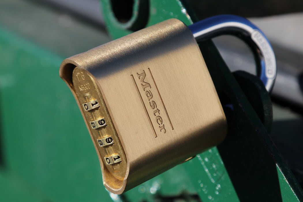 Master Lock 176 Resettable Combination Brass Padlock, Supervisory Key Override 2in (51mm) Wide-Combination-Master Lock-Keyed Alike-1in (25mm)-176-HodgeProducts.com