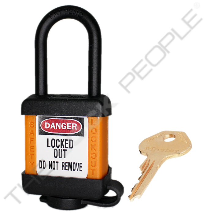 Master Lock 406COV Padlock with Plastic Cover 1-1/2in (38mm) wide-Master Lock-Keyed Alike-Orange-406KAORJCOV-HodgeProducts.com