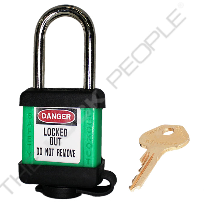 Master Lock 410COV Padlock with Plastic Cover 1-1/2in (38mm) wide-Master Lock-Keyed Alike-1-1/2in-410KAGRNCOV-HodgeProducts.com