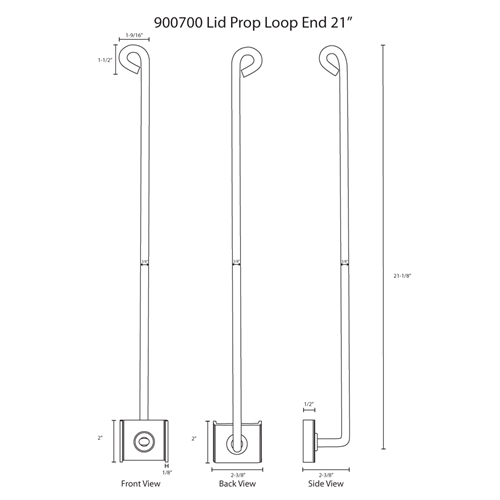 Hodge Products 900700 21" Lid Prop with Looped End-Hodge Products-900700-HodgeProducts.com