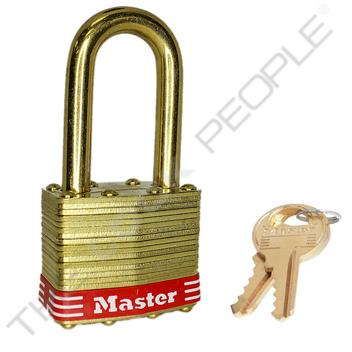 Master Lock 2B Laminated Brass Padlock with Brass Shackle 1-3/4in (44mm) wide-Master Lock-Master Keyed-1-1/2in-2MKBLFRED-HodgeProducts.com