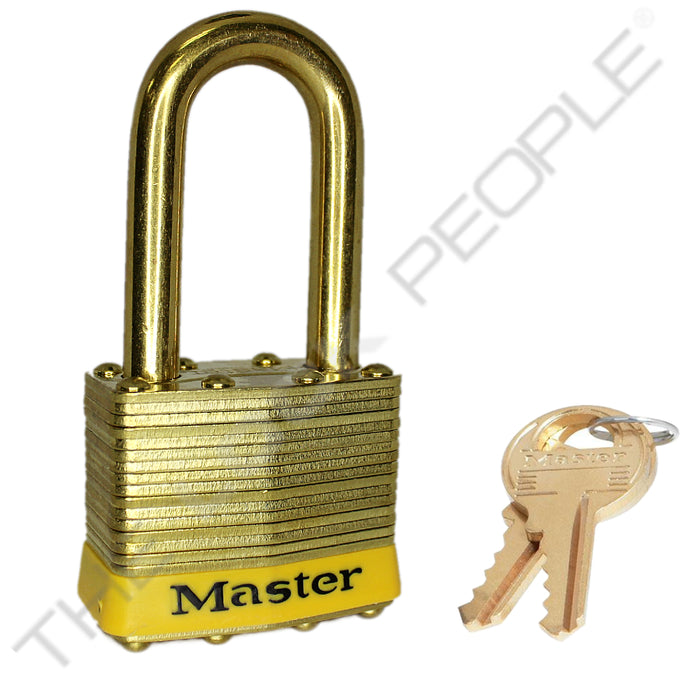 Master Lock 2B Laminated Brass Padlock with Brass Shackle 1-3/4in (44mm) wide-Master Lock-Keyed Different-1-1/2in-2BLFYLW-HodgeProducts.com